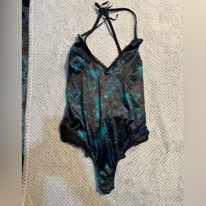 Frederick's of Hollywood Black and Teal Bodysuit